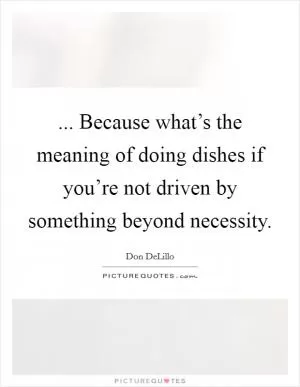 ... Because what’s the meaning of doing dishes if you’re not driven by something beyond necessity Picture Quote #1