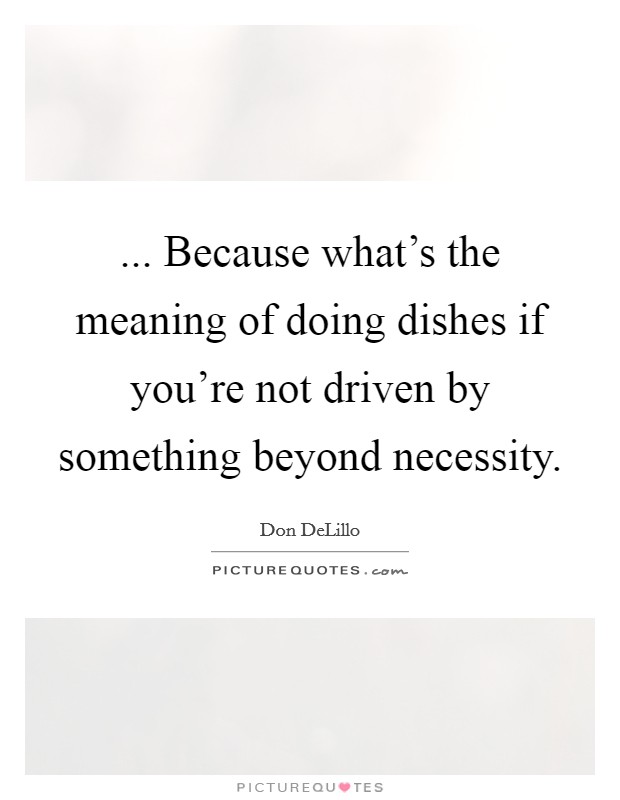 ... Because what's the meaning of doing dishes if you're not driven by something beyond necessity Picture Quote #1