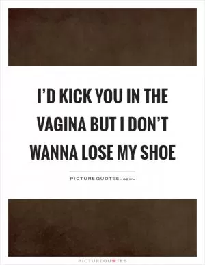 I’d kick you in the vagina but I don’t wanna lose my shoe Picture Quote #1