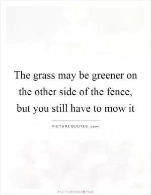 The grass may be greener on the other side of the fence, but you still have to mow it Picture Quote #1