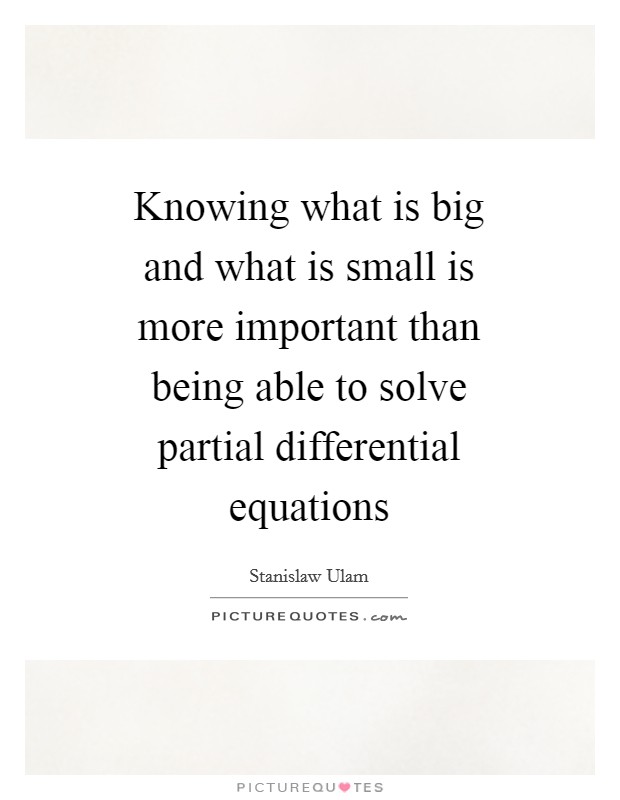 Knowing what is big and what is small is more important than being able to solve partial differential equations Picture Quote #1