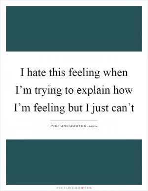 I hate this feeling when I’m trying to explain how I’m feeling but I just can’t Picture Quote #1