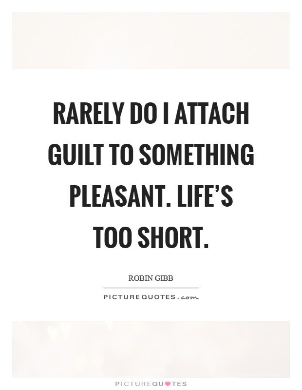 Rarely do I attach guilt to something pleasant. Life's too short Picture Quote #1