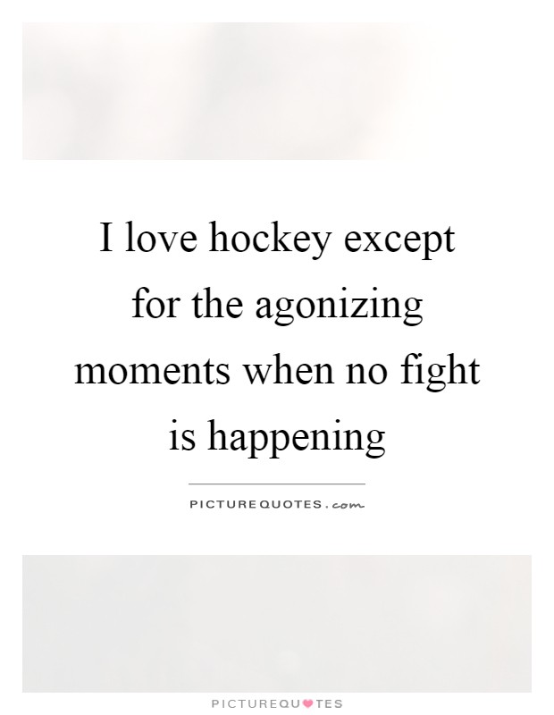 I love hockey except for the agonizing moments when no fight is happening Picture Quote #1