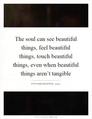 The soul can see beautiful things, feel beautiful things, touch beautiful things, even when beautiful things aren’t tangible Picture Quote #1