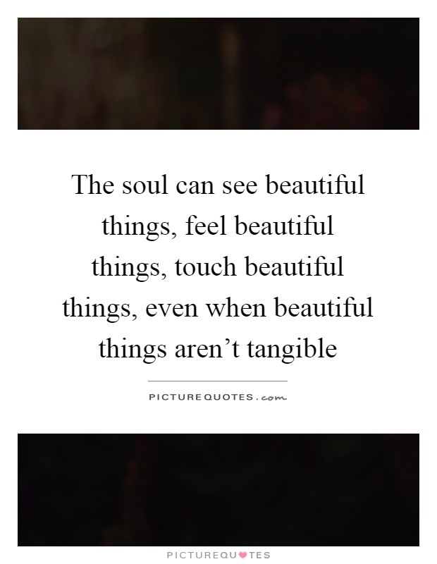 The soul can see beautiful things, feel beautiful things, touch beautiful things, even when beautiful things aren't tangible Picture Quote #1