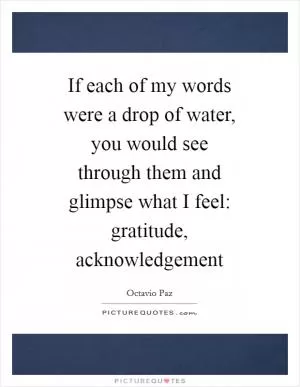 If each of my words were a drop of water, you would see through them and glimpse what I feel: gratitude, acknowledgement Picture Quote #1