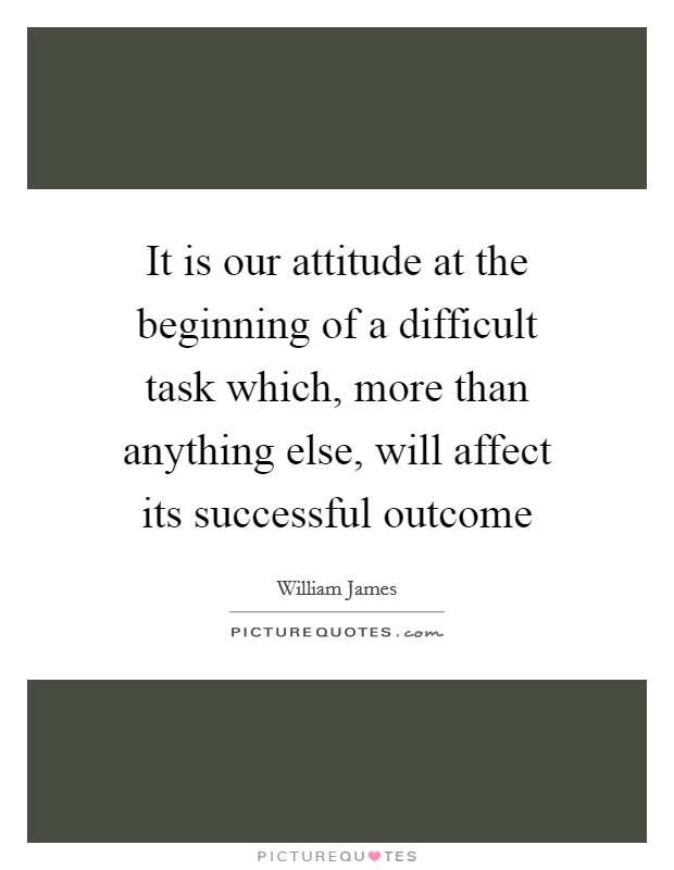 It is our attitude at the beginning of a difficult task which, more than anything else, will affect its successful outcome Picture Quote #1