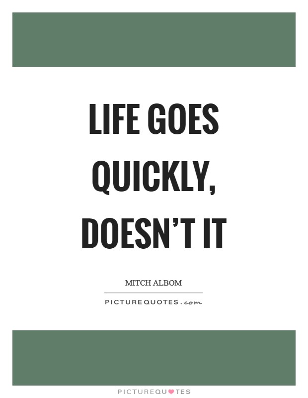 Life goes quickly, doesn't it Picture Quote #1