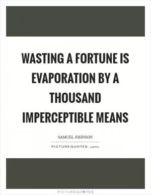 Wasting a fortune is evaporation by a thousand imperceptible means Picture Quote #1