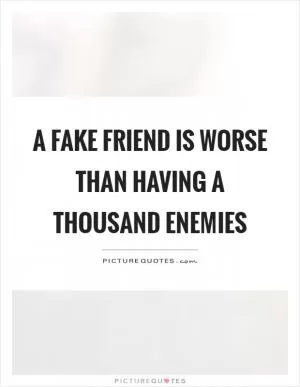 A fake friend is worse than having a thousand enemies Picture Quote #1
