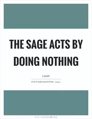 The sage acts by doing nothing Picture Quote #1