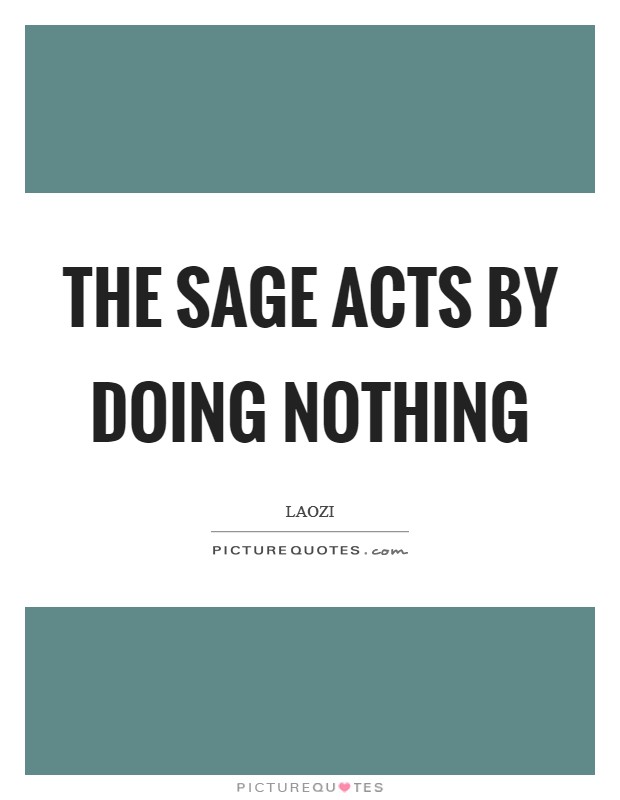 The sage acts by doing nothing Picture Quote #1