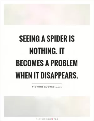Seeing a spider is nothing. It becomes a problem when it disappears Picture Quote #1
