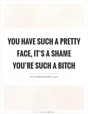 You have such a pretty face, it’s a shame you’re such a bitch Picture Quote #1