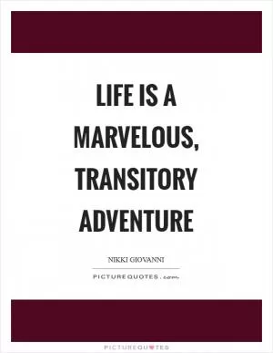 Life is a marvelous, transitory adventure Picture Quote #1