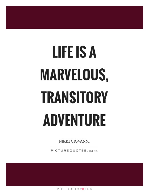 Life is a marvelous, transitory adventure Picture Quote #1