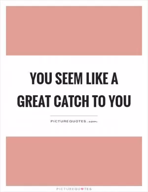 You seem like a great catch to you Picture Quote #1