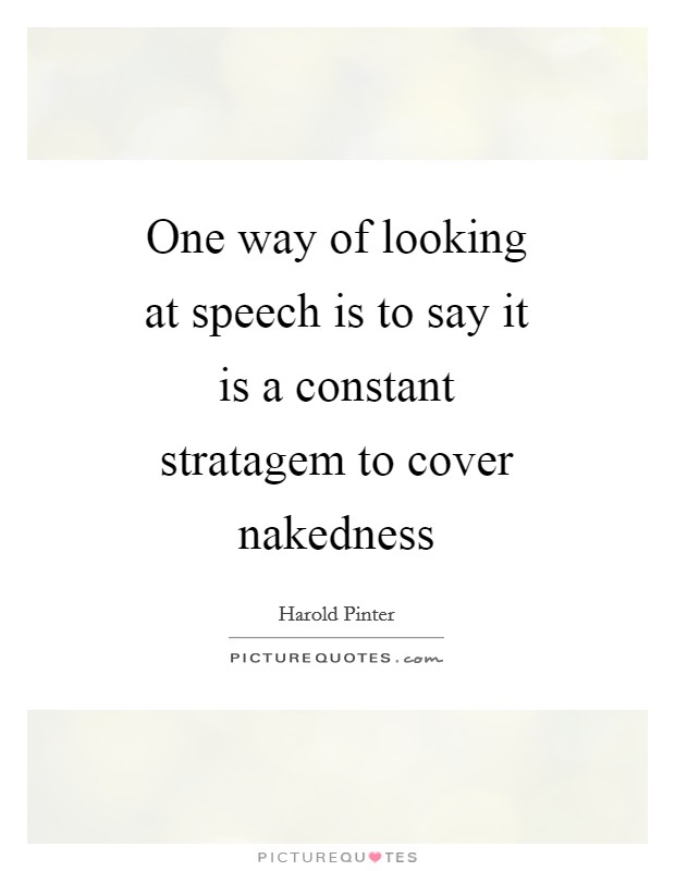 One way of looking at speech is to say it is a constant stratagem to cover nakedness Picture Quote #1