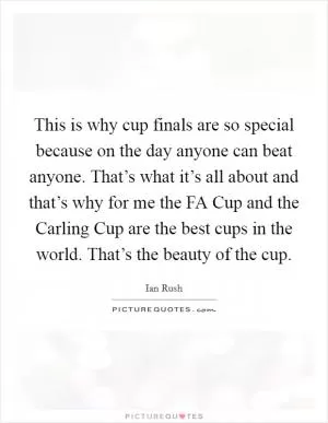 This is why cup finals are so special because on the day anyone can beat anyone. That’s what it’s all about and that’s why for me the FA Cup and the Carling Cup are the best cups in the world. That’s the beauty of the cup Picture Quote #1