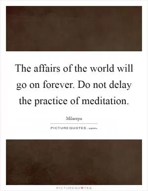 The affairs of the world will go on forever. Do not delay the practice of meditation Picture Quote #1