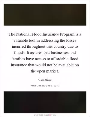 The National Flood Insurance Program is a valuable tool in addressing the losses incurred throughout this country due to floods. It assures that businesses and families have access to affordable flood insurance that would not be available on the open market Picture Quote #1