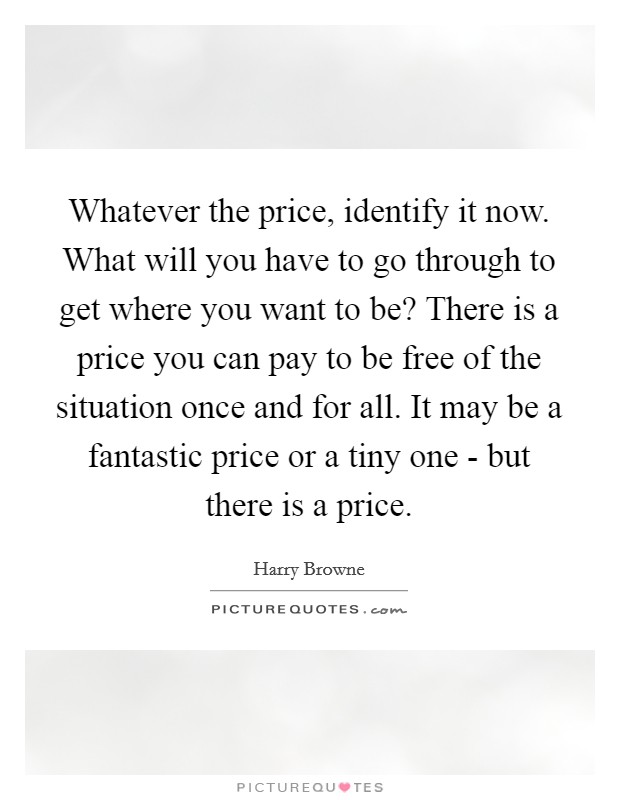 Whatever the price, identify it now. What will you have to go through to get where you want to be? There is a price you can pay to be free of the situation once and for all. It may be a fantastic price or a tiny one - but there is a price Picture Quote #1