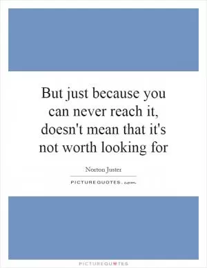 But just because you can never reach it, doesn't mean that it's not worth looking for Picture Quote #1