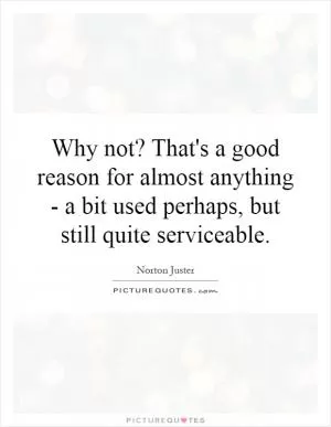 Why not? That's a good reason for almost anything - a bit used perhaps, but still quite serviceable Picture Quote #1