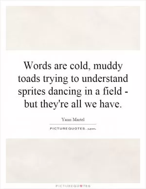 Words are cold, muddy toads trying to understand sprites dancing in a field - but they're all we have Picture Quote #1