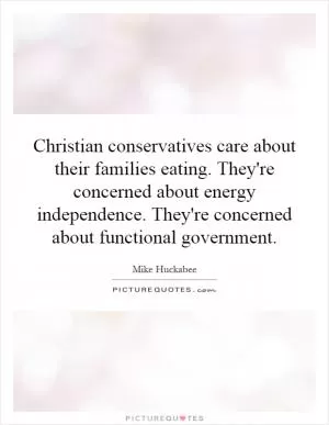 Christian conservatives care about their families eating. They're concerned about energy independence. They're concerned about functional government Picture Quote #1