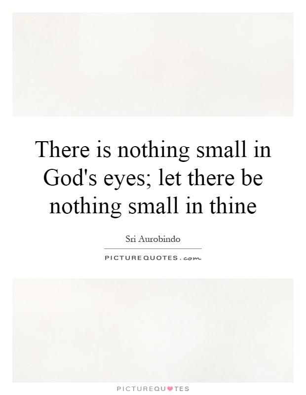 There is nothing small in God's eyes; let there be nothing small in thine Picture Quote #1
