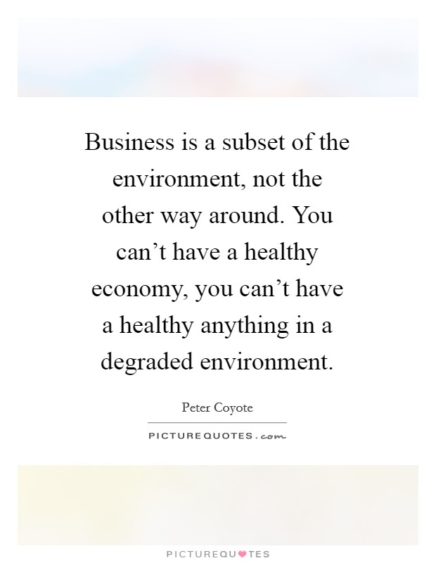 Business is a subset of the environment, not the other way around. You can't have a healthy economy, you can't have a healthy anything in a degraded environment Picture Quote #1
