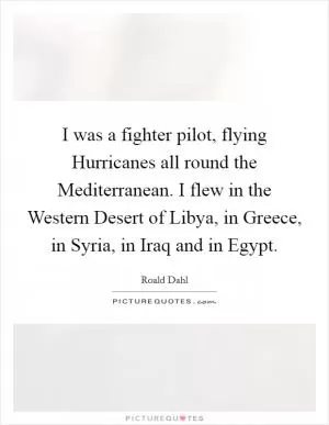 I was a fighter pilot, flying Hurricanes all round the Mediterranean. I flew in the Western Desert of Libya, in Greece, in Syria, in Iraq and in Egypt Picture Quote #1