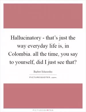 Hallucinatory - that’s just the way everyday life is, in Colombia. all the time, you say to yourself, did I just see that? Picture Quote #1