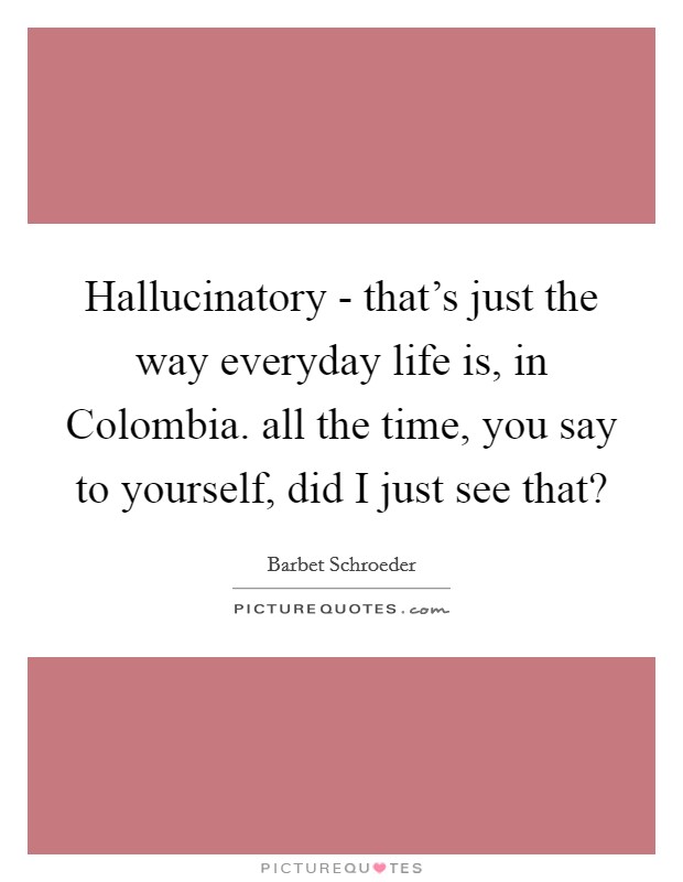 Hallucinatory - that's just the way everyday life is, in Colombia. all the time, you say to yourself, did I just see that? Picture Quote #1