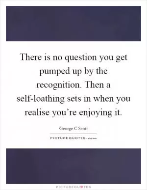 There is no question you get pumped up by the recognition. Then a self-loathing sets in when you realise you’re enjoying it Picture Quote #1