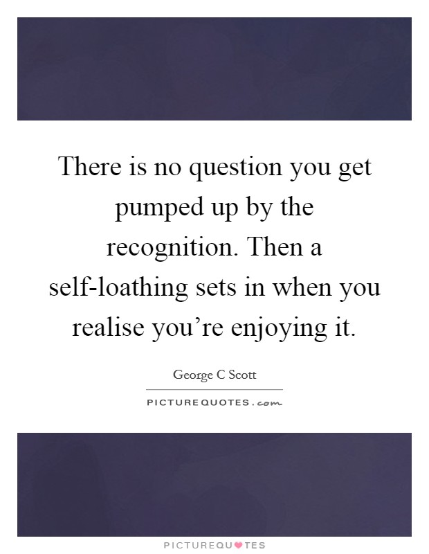 There is no question you get pumped up by the recognition. Then a self-loathing sets in when you realise you're enjoying it Picture Quote #1