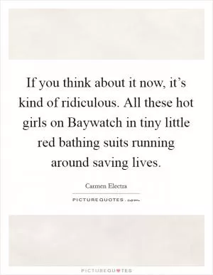 If you think about it now, it’s kind of ridiculous. All these hot girls on Baywatch in tiny little red bathing suits running around saving lives Picture Quote #1