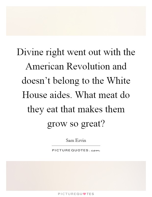 Divine right went out with the American Revolution and doesn't belong to the White House aides. What meat do they eat that makes them grow so great? Picture Quote #1