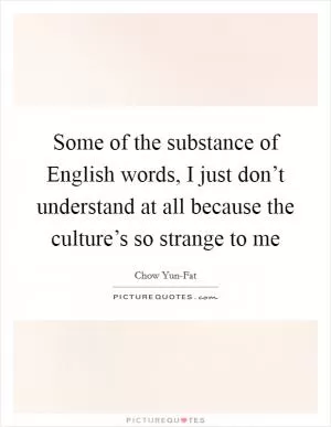 Some of the substance of English words, I just don’t understand at all because the culture’s so strange to me Picture Quote #1