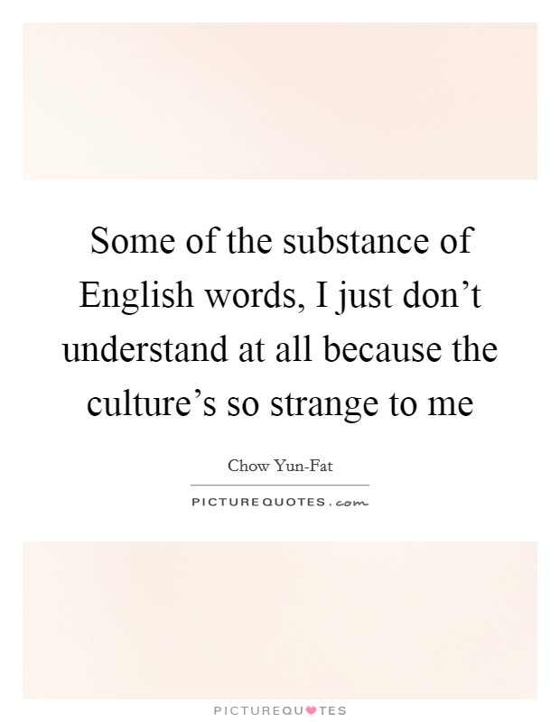 Some of the substance of English words, I just don't understand at all because the culture's so strange to me Picture Quote #1
