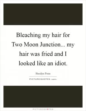 Bleaching my hair for Two Moon Junction... my hair was fried and I looked like an idiot Picture Quote #1