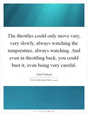 The throttles could only move very, very slowly, always watching the temperature, always watching. And even in throttling back, you could bust it, even being very careful Picture Quote #1