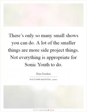 There’s only so many small shows you can do. A lot of the smaller things are more side project things. Not everything is appropriate for Sonic Youth to do Picture Quote #1
