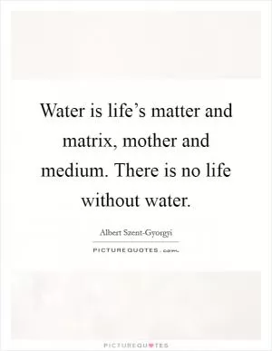 Water is life’s matter and matrix, mother and medium. There is no life without water Picture Quote #1