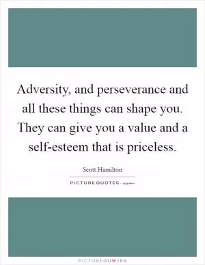 Adversity, and perseverance and all these things can shape you. They can give you a value and a self-esteem that is priceless Picture Quote #1