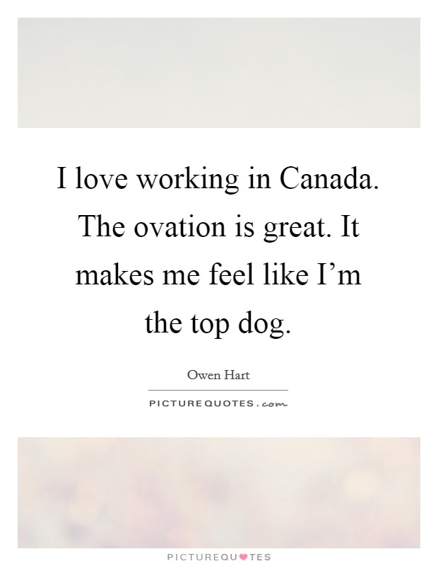 I love working in Canada. The ovation is great. It makes me feel like I'm the top dog Picture Quote #1