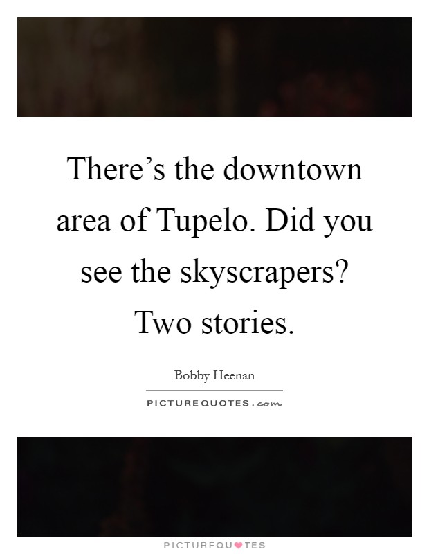 There's the downtown area of Tupelo. Did you see the skyscrapers? Two stories Picture Quote #1