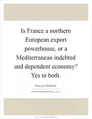 Is France a northern European export powerhouse, or a Mediterranean indebted and dependent economy? Yes to both Picture Quote #1